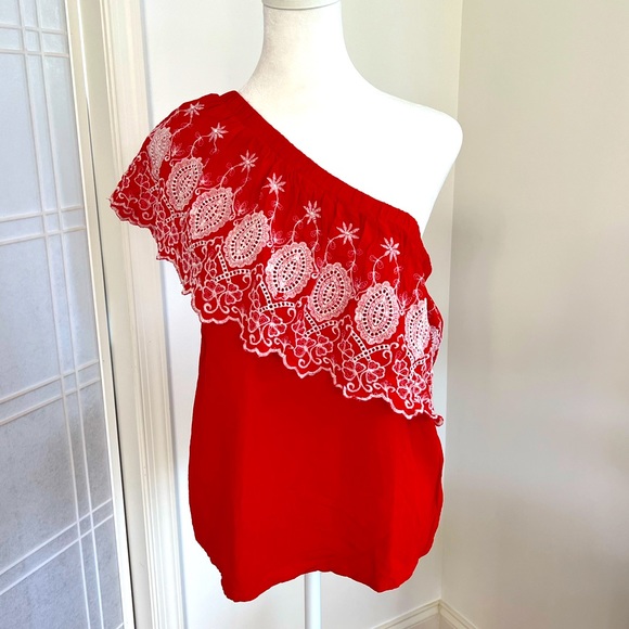 Maette One Shoulder Red Top - Picture 1 of 3